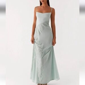 NWT Peppermayo Gabriana Lace Patchwork Maxi Dress 4 Mint Green Wedding Guest